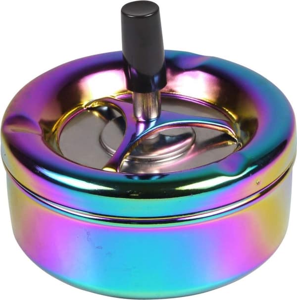Roterande askkopp, askkopp i regnbågsdesign, färgglad glöd, 11 cm diameter