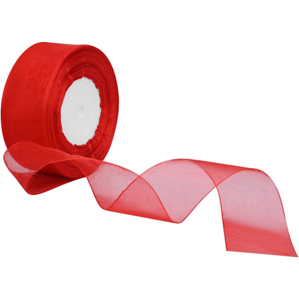 Rød Organza Bånd 40mm Bred til Håndværk Gaveindpakning Syning, 45m Rød Chiffon Bånd Stofbånd Gennemsigtig Bånd til Festdekorationer