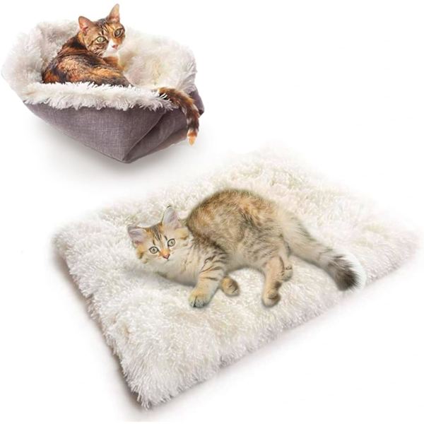 Kattbädd, husdjursbädd, mjuk och tvättbar kattsäng white velvet