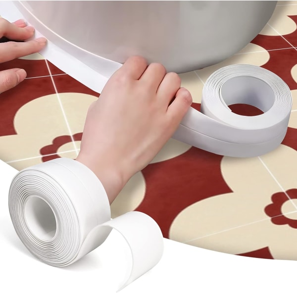 2 paket vattentät självhäftande tätningstejp för köksbänkar, handfat, badrum, toaletter och badkar på kanterna av golvväggar