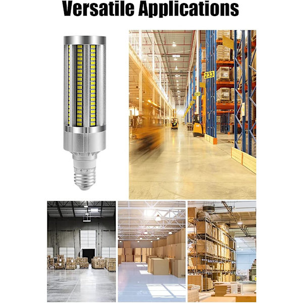 60W LED-maispære, 500W-ekvivalent pære, 7200 lumen superlys E27, 6000K kald hvit, for lagerverkstedgarasje (6000K kald hvit)