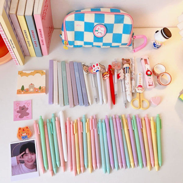Kawaii blyantshus med 2 stk. nåle æstetisk blyantshus Kawaii stationær Kawaii skoleartikler