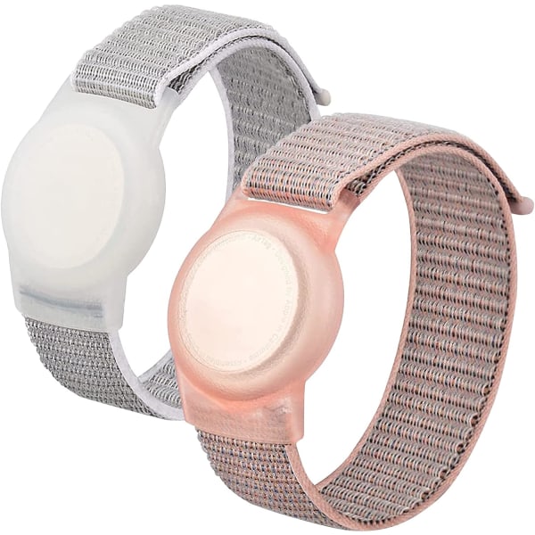 2 stk. Nylon GPS Tracker Holder Case Air Tag håndledsrem med justerbar velcro-rem