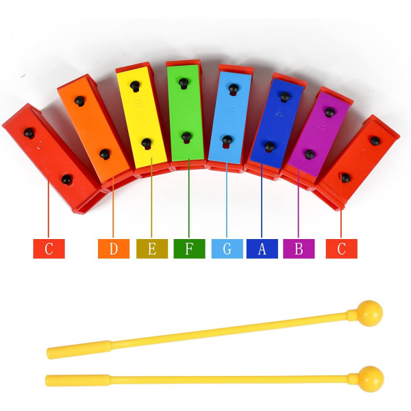 8 toner kromatisk xylofon klockspel resonatorklocka med gult hölje