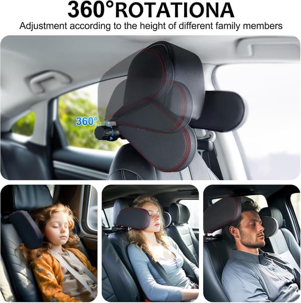 Infällbart Nackstöd för Bil 360° Roterande Barnbilsnackstöd PU Memory Foam Bilnackstöd för Barn