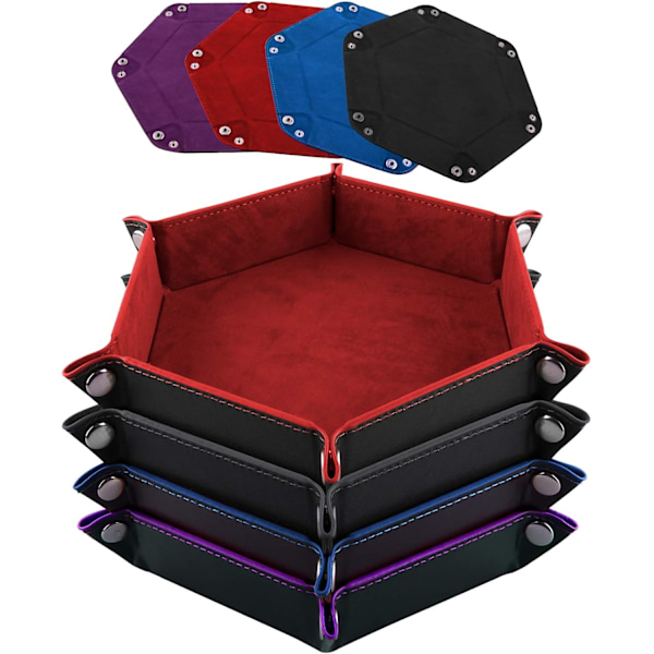 4 Stycken Tärningsbrickor i 4 Färger PU och Sammet Tärningsbräda för DND RPG och Andra Brädspel Color 3
