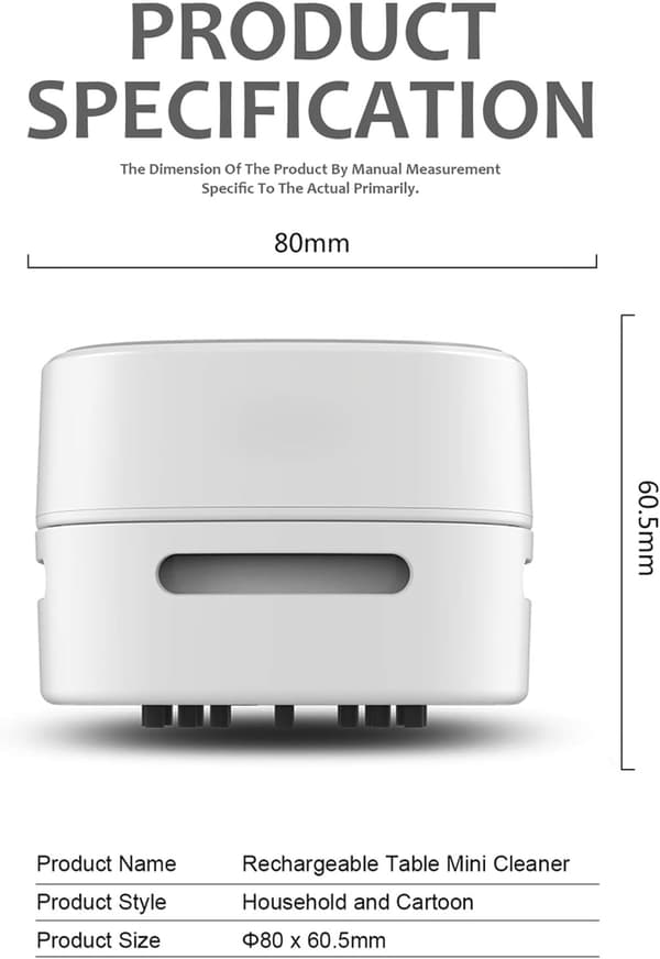 Mini skrivebordsstøvsuger, 360° roterende design