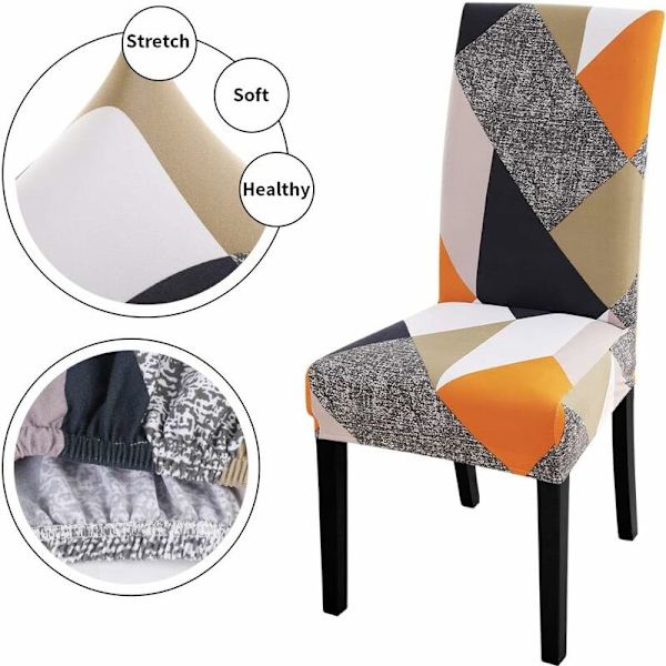Elastisk stolsöverdrag Tryckt stolsöverdrag Avtagbar och tvättbar Bukett Hem Hotell Stolsöverdrag (Gul, 4 stycken)