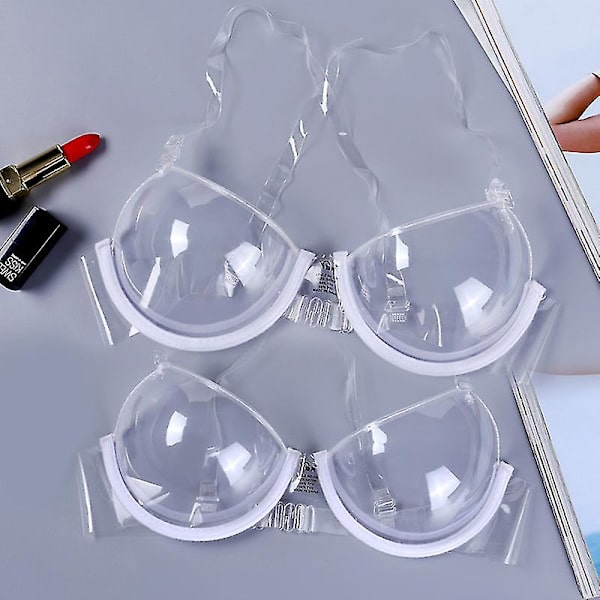 Sexiga kvinnor 3/4-kupa transparent klar push-up bh ultra-tunna remmar osynliga bh-underkläder 34