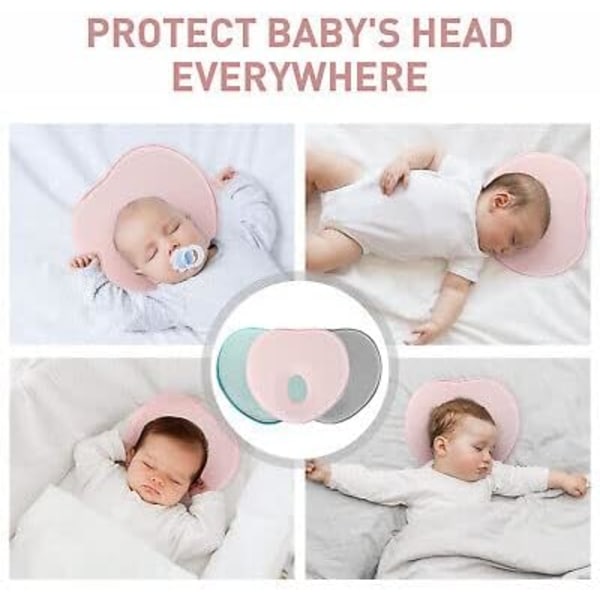 Baby hodeformings pute 3D Memory Foam spedbarns pute Nyfødt pute Flat Head Baby hodeformings pute for baby seng barnevogn bilsete blå