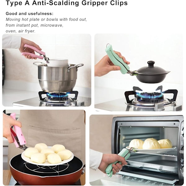 Rustfrit stål anti-skoldning tallerken gripper klemmeholder til at flytte varme tallerkener eller skåle med mad ud fra Instant Pot mikrobølgeovn (2-pak)
