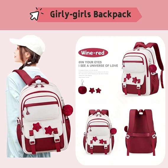 Rygsæk til børn Skole taske Kapacitet Studenter skoletaske Casual Daypack (rød) red