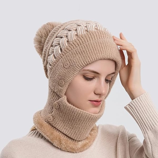 Hatt Halsduk Set, Vinter Hatt Set, Halsduk och Hatt Set för Kvinnor, Halsduk Hatt och Mask Set för Kvinnor