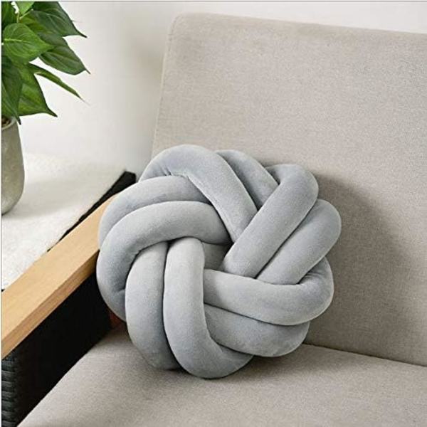 Kuleballpute - Håndlaget kuleballpute plysj lurpute dekorativ lekepute for soverom sofa bil kontor reise Dia.30 grå
