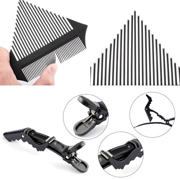 Hårkam med 2 alligatorclips, flätad folie styling hårkam råttsvanskam, kam för hårfärgning