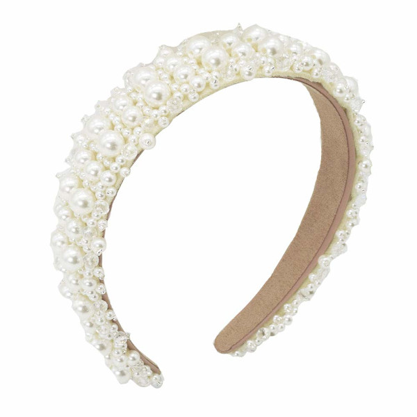 Perlehodebånd for kvinner hvite bling falske perle strass hårbånd brudehårbøyle bryllupshårtilbehør for kvinner jenter