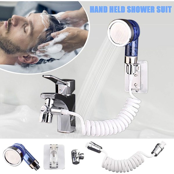 Vaskeservant Slangefeste, Vask Håndholdt Dusjhode Sett, Kranforlengelse Slange Sprayer Rinser Kit
