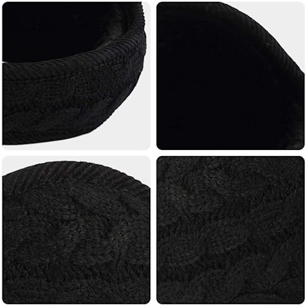Unisex Varm Stickade Öronmuffar Dam Cashmere Vinter Ren Färg Utomhus Päls Öronvärmare