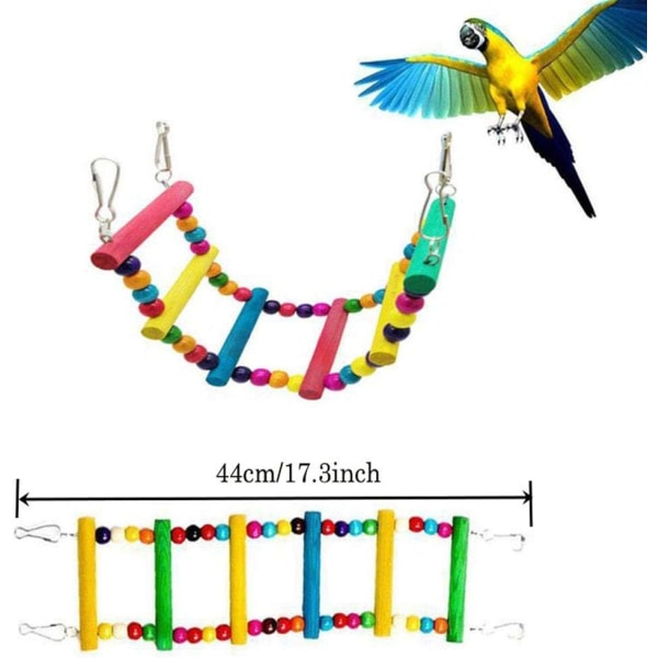 7 st Fågel papegoja leksaker, hängande klocka Husdjur Fågelbur Hängmatta Gunga Klätterstegar Leksak Trä Abborre Spegel Tuggleksak