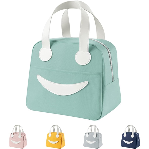 Isolerad varm Smiley lunchväska Lätt att rengöra Lunchlådeväska Lämplig för kvinnor Män Barn, Rosa