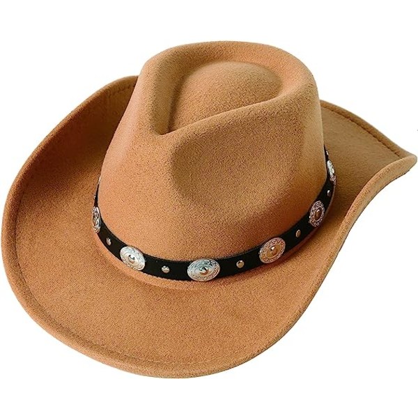 Kvinnor Män Filt Bred Brätte Western Cowboy Hattar Bälte Spänne Panama Hat
