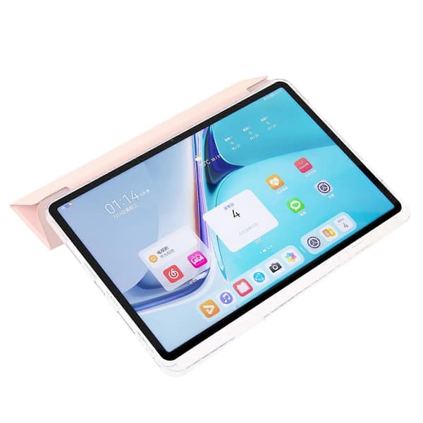 Fodral för Huawei MatePad SE 11, vikbart stativ, läder+TPU+akryl, transparent baksida