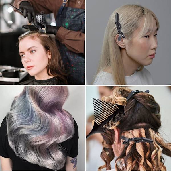 Hårkam med 2 alligatorclips, flätad folie styling hårkam råttsvanskam, kam för hårfärgning