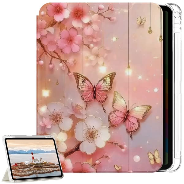 Etui / Cover til iPad Mini 6. generation / iPad Mini (A17 Pro) - A15/A17 Pro - 2021/2024 - 8.3\" - Blomster & Sommerfugle