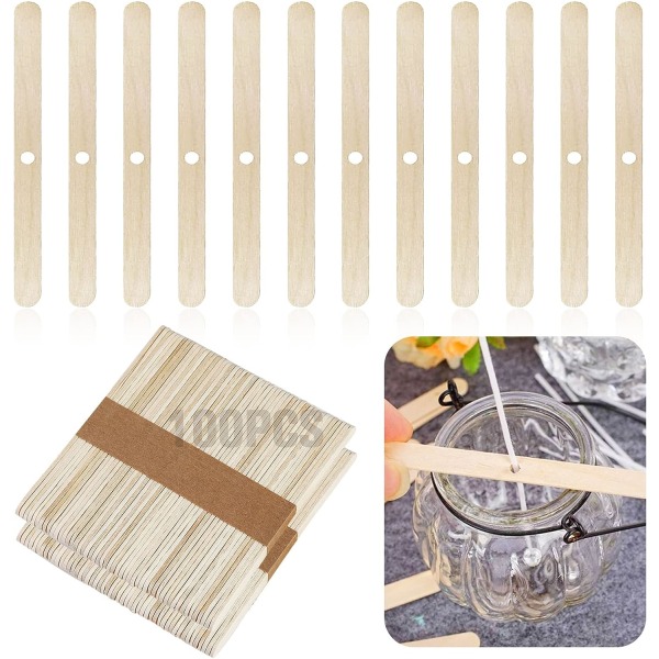 Tretre lysestake sett 100 stk naturlige veke klips holdere tykke pinner sentrering enhet motvirkende verktøy barer veke klips for duftende lysfremstilling DIY