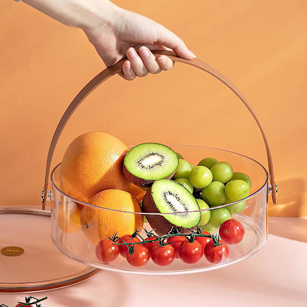 Divided Serving Tray with Lid & Handle Storage Container - 5 Plastic Compartment Platters