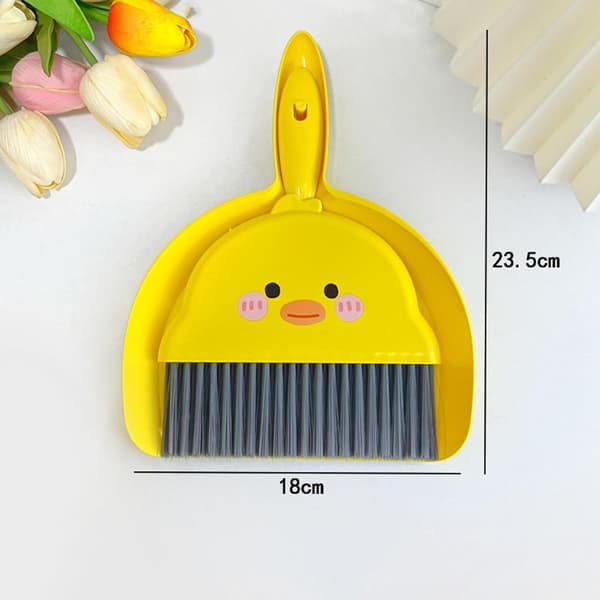 Mini kvast och sopskyffelsetupp, kontor söt gul anka bordskvast set, för sovrum