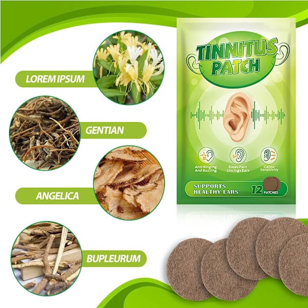 Tinnitus Relief för ringande öron, Tinnitus Relief Patches, Tinnitus Patch för förbättrad lyssning, minskar öronbrus