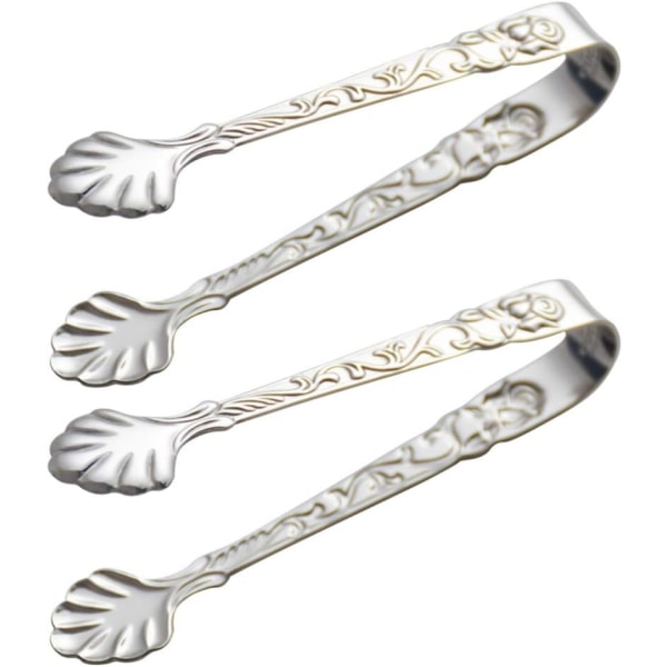 2 kpl jääpihdit sokeripihtdit Vintage ruostumaton teräs Mini tarjoilu alkupalat pihdit pidikkeet kohokuvioidulla kuviolla juhliin kahvi tee viinibaariin
