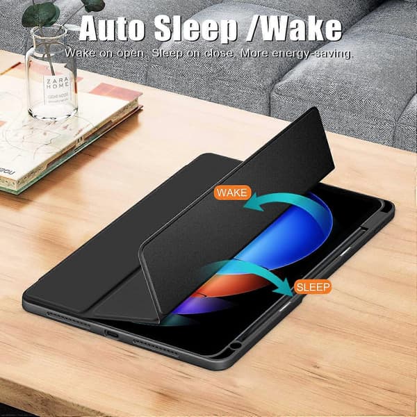 Fodral för Xiaomi Pad 6S Pro 12.4 Tri-fold Ställ PU Läder Tablet Skydd med Pennhållare