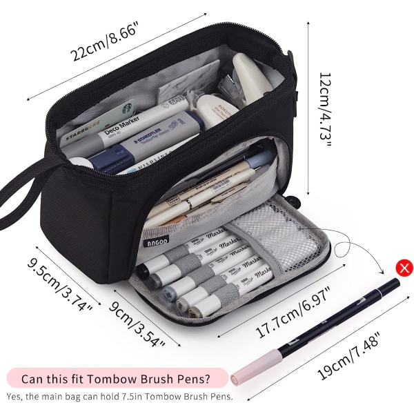 Pennfodral Case med stor kapacitet Handhållen pennväska Kosmetisk bärbar present till tonåring i kontorsskola