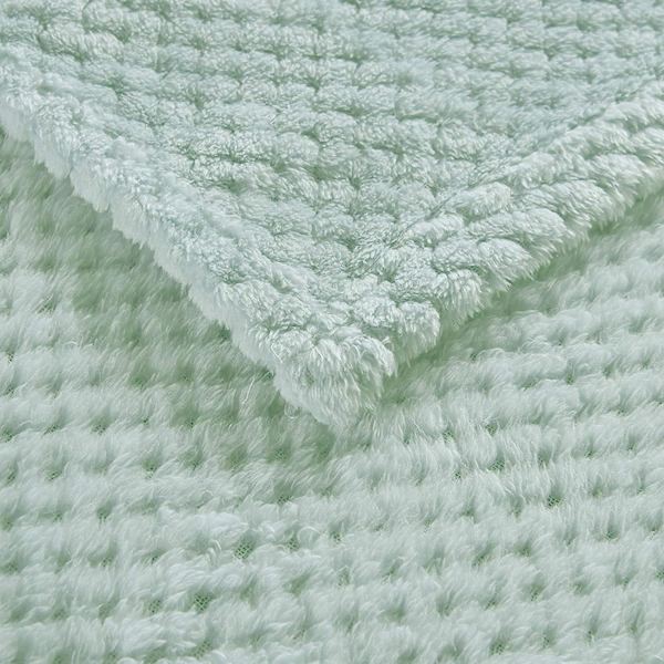 Flannel tæppe, 167x228 CM blødt sofatæppe, vaffel fleece tæppe til sofa, mintgrønt tæppe