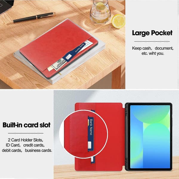 For Samsung Galaxy Tab S10 FE/S9 FE Deksel Støtsikkert Lær Auto Våkne/Sovnettbrett Stativdeksel