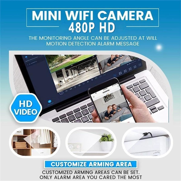Dolda kameror för hemsäkerhet, fotografering DV Home 480P trådlös WiFi-kamera Mini spionkamera WiFi trådlös