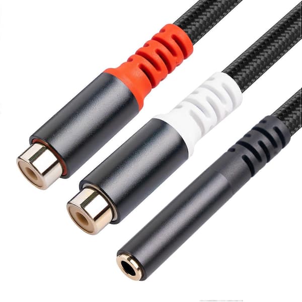 3,5 mm hun til 2 RCA hun stereo adapter lydkabel til mobiltelefon MP3-afspiller notebook