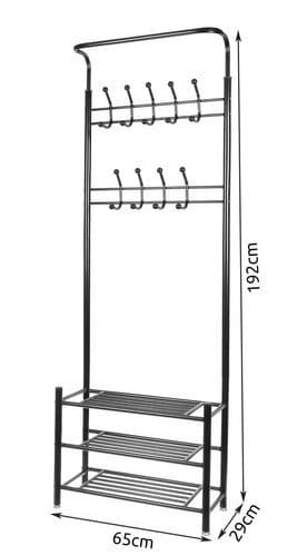 Naulakko kenkähyllyllä / Vaateteline - 190 cm black