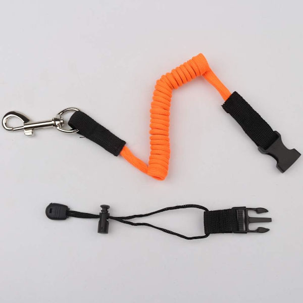 2 st Kajakpaddelrep, Säkerhetselastisk Kajakpaddelrep Kanottillbehör med Justerbart Bältespänne och Metallkrok (Orange Gul)
