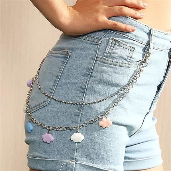 Multilayer Bjørn Sommerfugl Sky Svampe Slik Dinosaur Harpiks Gummy Vedhæng Lomme Tegnebog Kæde Hip Hop Sommerfugl Charm Jeans Bælte Sikkerhedsnål Kæde