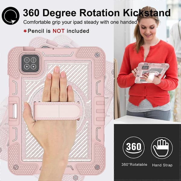 Fodral för Xiaomi Pad 7 Pro/7 Silikon+PC Ställ Tablet Skydd med Axelrem - Roséguld