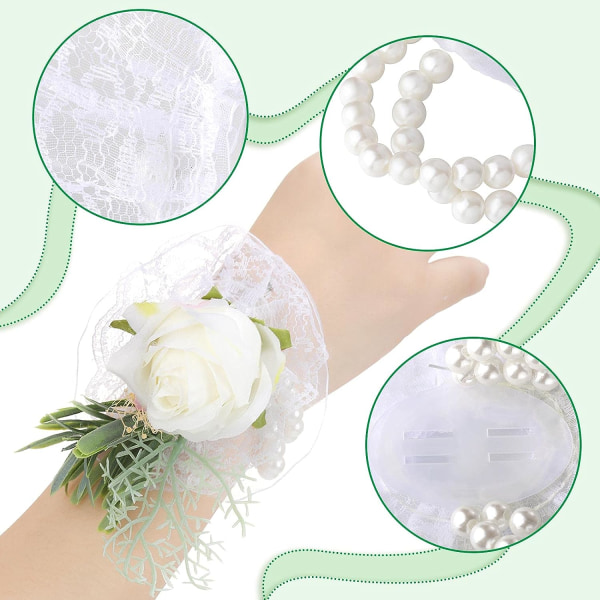 12 stk. elastiske perle håndleds bryllup håndled blomst DIY hånd blomst elastisk bryllup galla