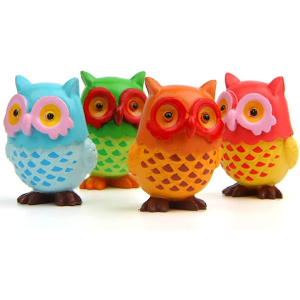 8 stk. Mini Ugle Figurer Dyr Karakter Legetøj Kage Toppere, Fe Haves Miniatur Ugle Figurer Samling Legesæt Til Jul