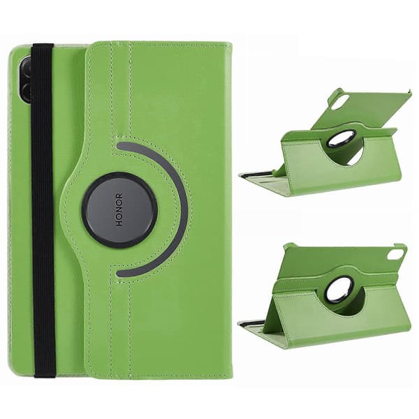 For Honor Pad X8a/Pad X9 Etui Roterende Stativ PU Læder+PC Tablet Cover med Elastikbånd - Grøn