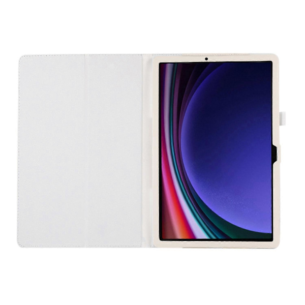 Fodral för Samsung Galaxy Tab S10+ Bi-Fold Ställ Läder Tablettskydd Litchi Textur - Vit
