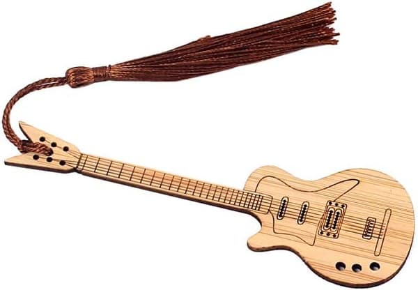 Design Gitarr Bambu Bokmärke med Tofsar för DIY-projekt och Presentetiketter-D D