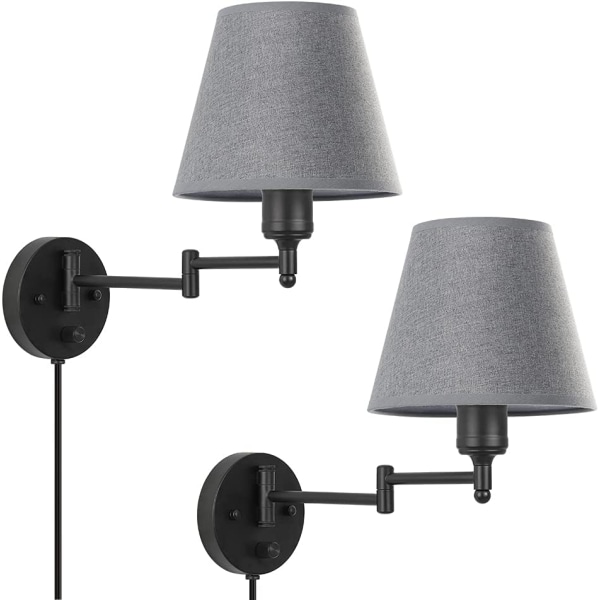 2 pakke industrielle væglamper, metal væglampe væglampe til soveværelse spisekøkken, grå