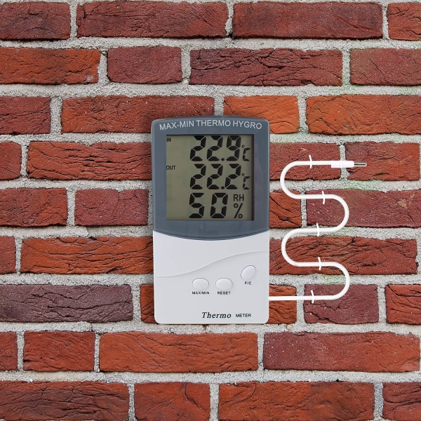 Bärbar hemväggfäste/skrivbord LCD-skärm inomhus utomhustermometer luftfuktighet